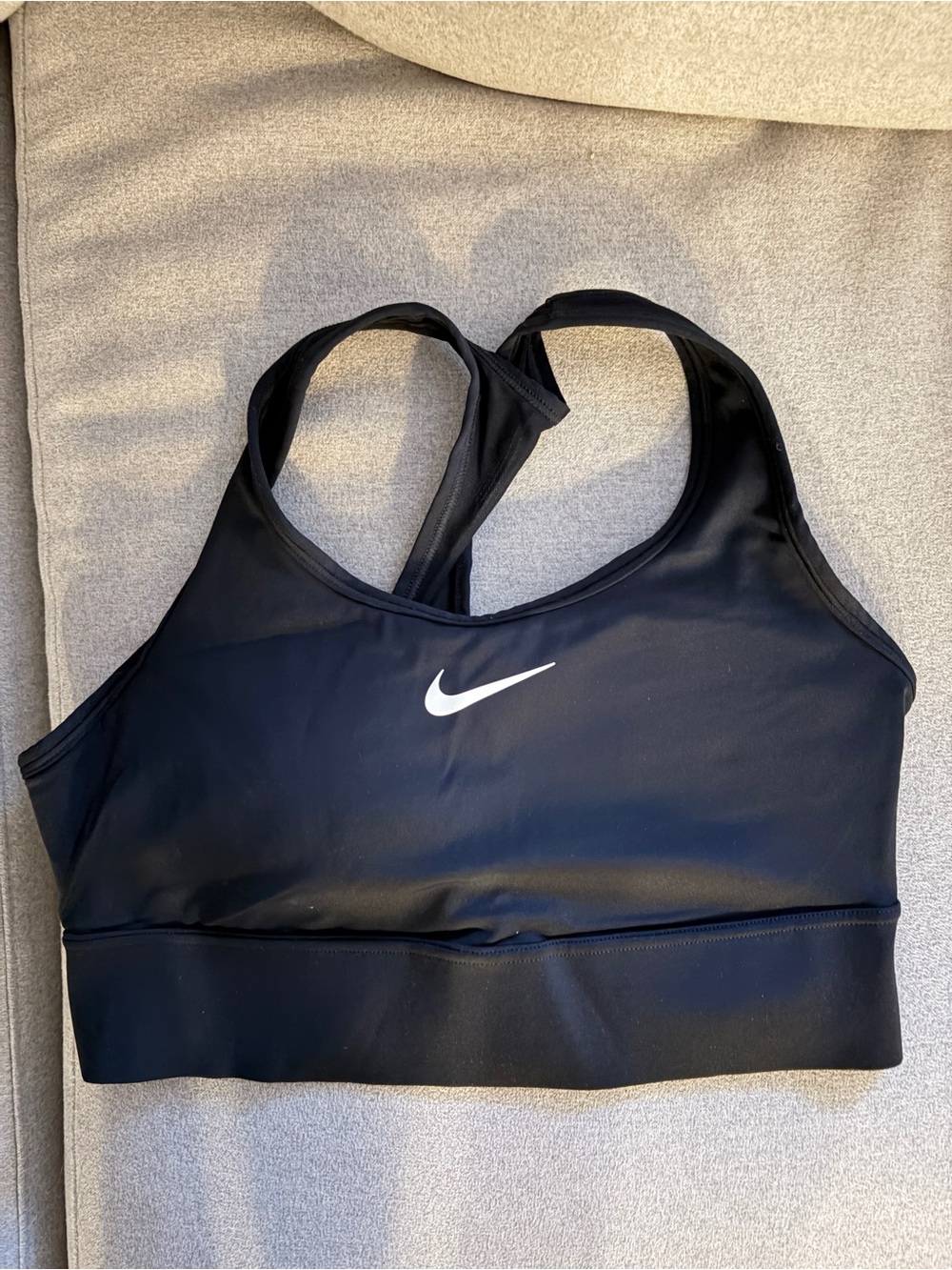Nike Black Sports Bra with White Swoosh - Racerback Support